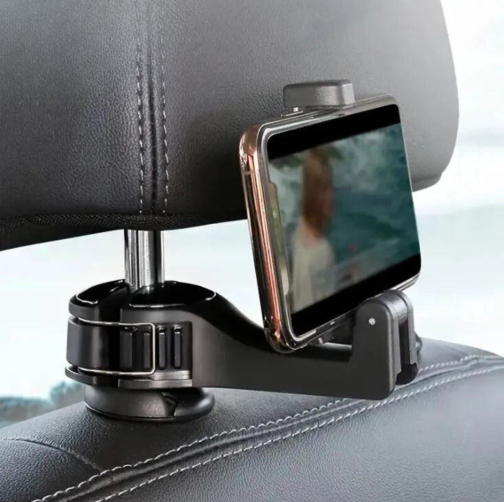 2 in 1 Car with Phone Holder Headrest Hidden Portable Hook Car Seat Back Hanger Storage Hook Phone Holder Auto Fastener Clip