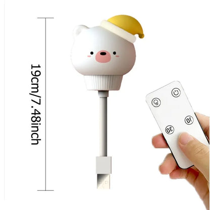 USB Night Light LED Chlidren Cute Cartoon Night Lamp Bear Chick Kitten Remote Control for Baby Kid Bedroom Decor Bedside Lamp