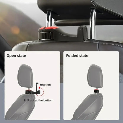 Multifunctional 2 in 1 Car Hook Hidden Mobile Phone Holder Bracket Car Clip Rear Row Headrest Hook Lock Buckle Car Mount Stand